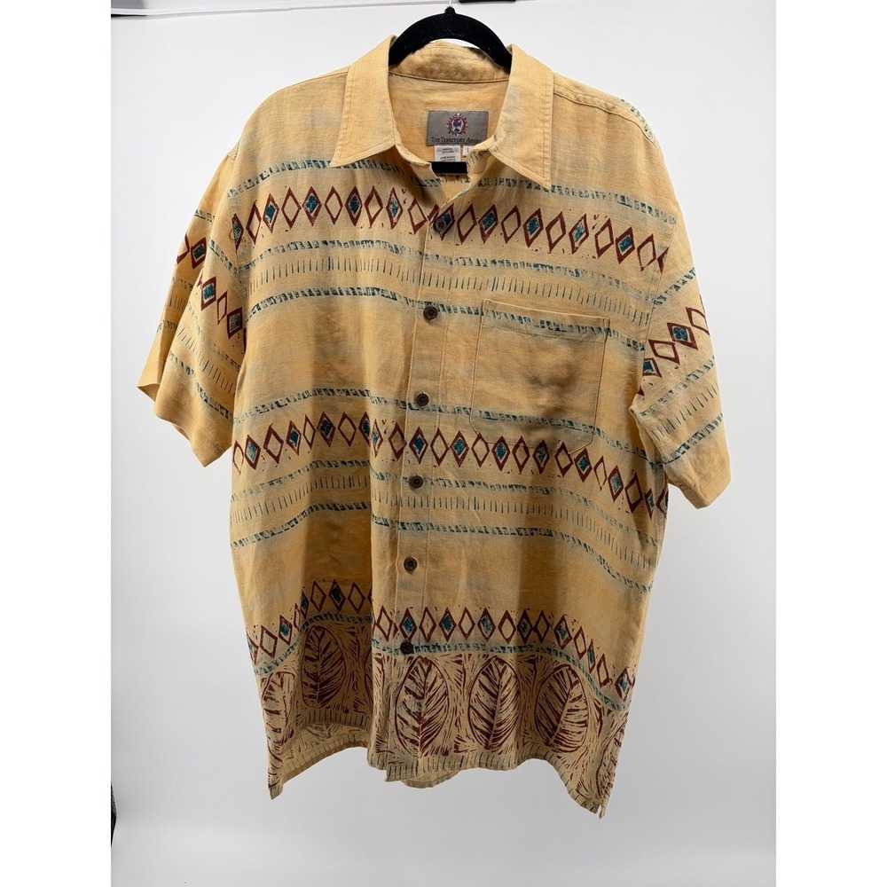 The Territory Ahead Linen Short Sleeve Shirt Yellow Southwest Men's Size L S238